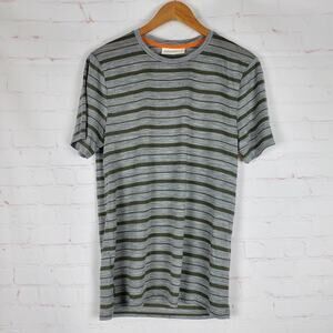 NEW Icebreaker Merino Blend Cool Lite Short Sleeve T-Shirt Mens S Striped Gray